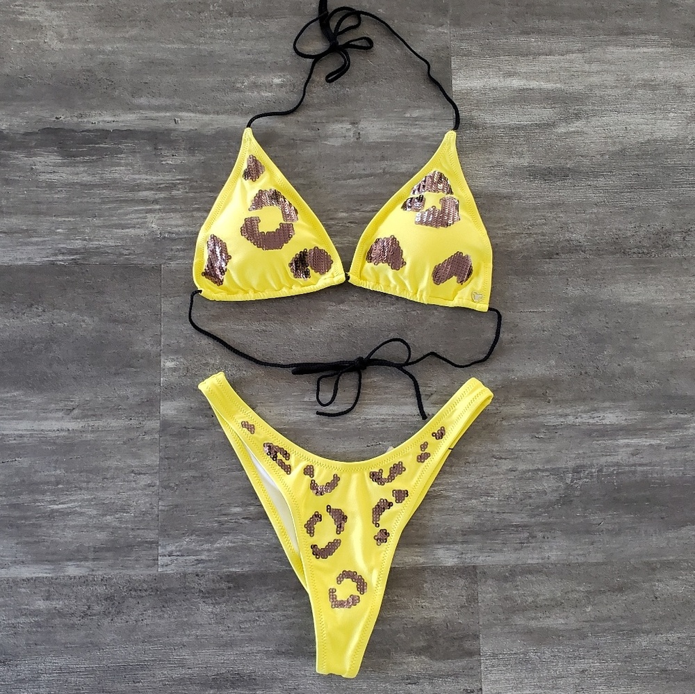 Yellow Black CandyPants Animal Bikini Set